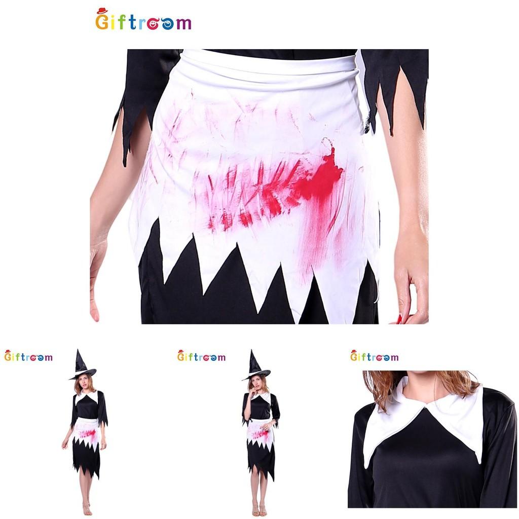 Enchanting Black And White Witch Costume For Women Perfect For Halloween Parties And Stage Performances