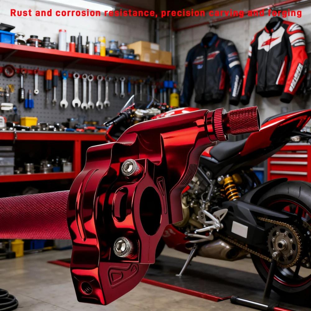 For ATV Quad Bike Motocross Moped Scooter Bike CNC Aluminum Parts 7/8" 22mm Universal Motorcycle Accelerator Throttle Twist Grip,Red.