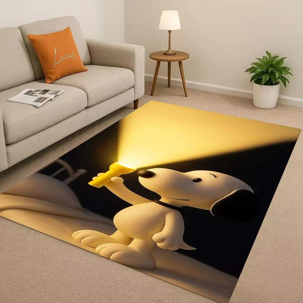 3D Snoopy Dog Peanuts Cartoon Christmas Living Room Non-Slip Area Rug Carpet for Bedroom Playroom Sofa,Home Decor Doormat