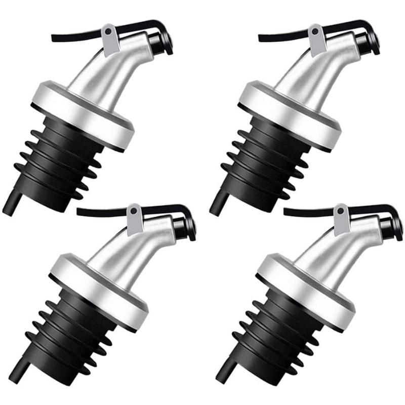 4PCS Oil Bottle Stopper Lock Plug Seal Leak-proof Nozzle Sprayer Cocktail Cap Liquor Dispenser Wine Stopper Wine Accessories