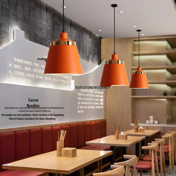 Orange Nordic Industrial Pendant Light for Restaurants & Bars