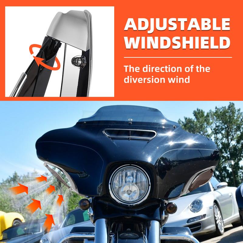 Motorcycle Side Wing Windshield Adjustable Fairing Air Deflector For Harley Touring Electra Glide Street Tri Glide 2014-up
