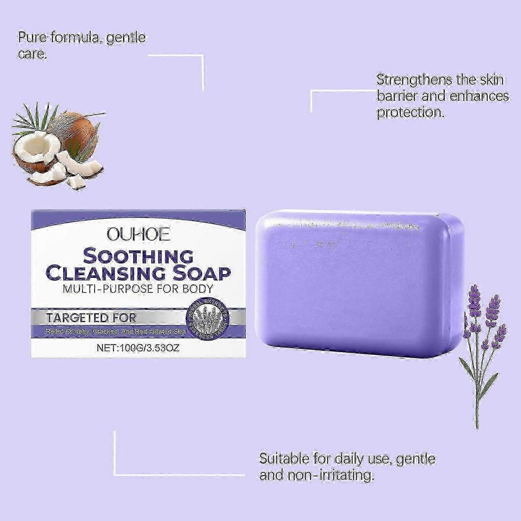 Lavender Natural Soap Bar - Gentle Cleansing for Face & Body - Infused with Soothing Lavender - For Men & Women - Soothing Care & Relief of Itchy