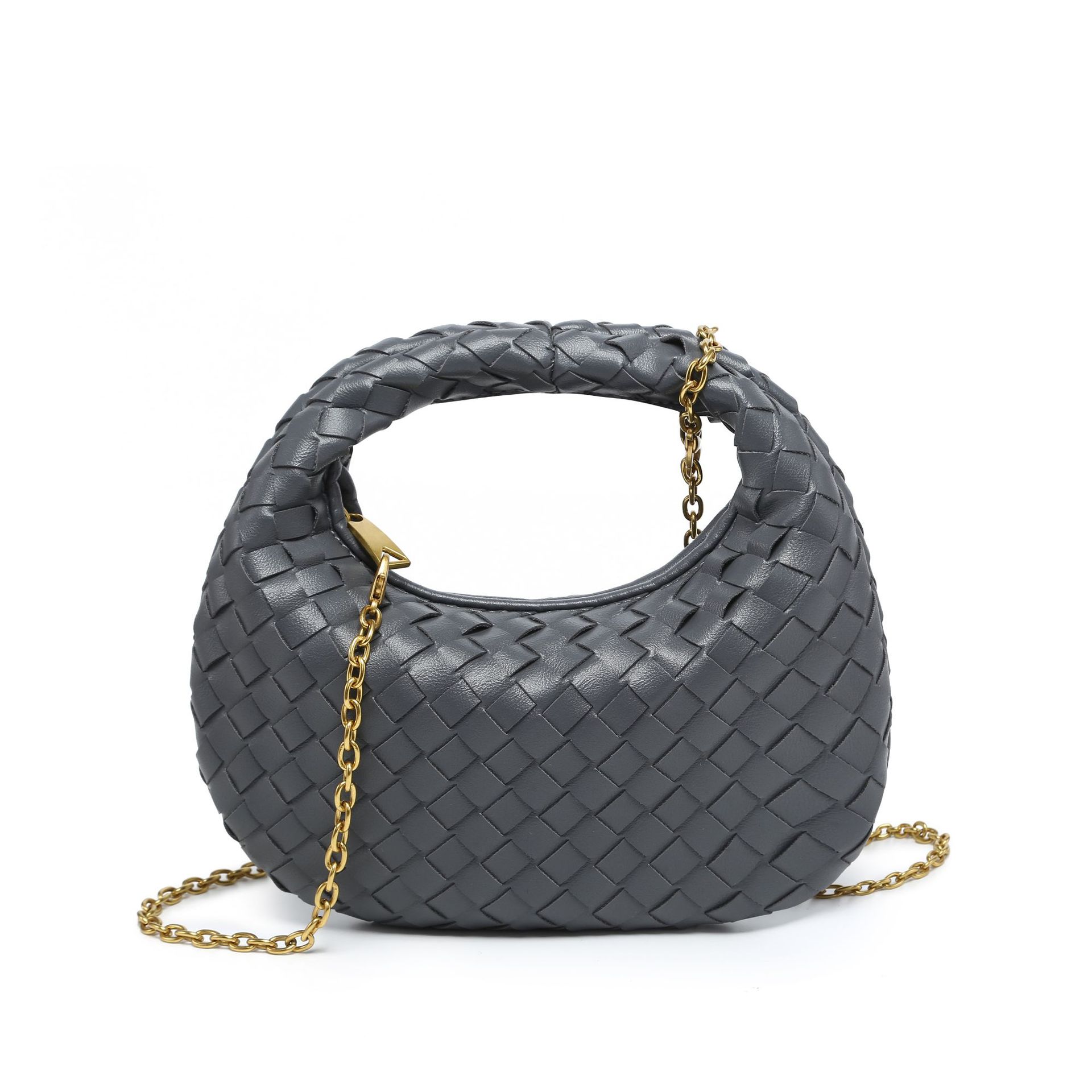 

Cross-border explosive mini dumpling bag niche chain shoulder messenger bag versatile portable women s bag tide factory wholesale price 21*2*15cm темно-сірий