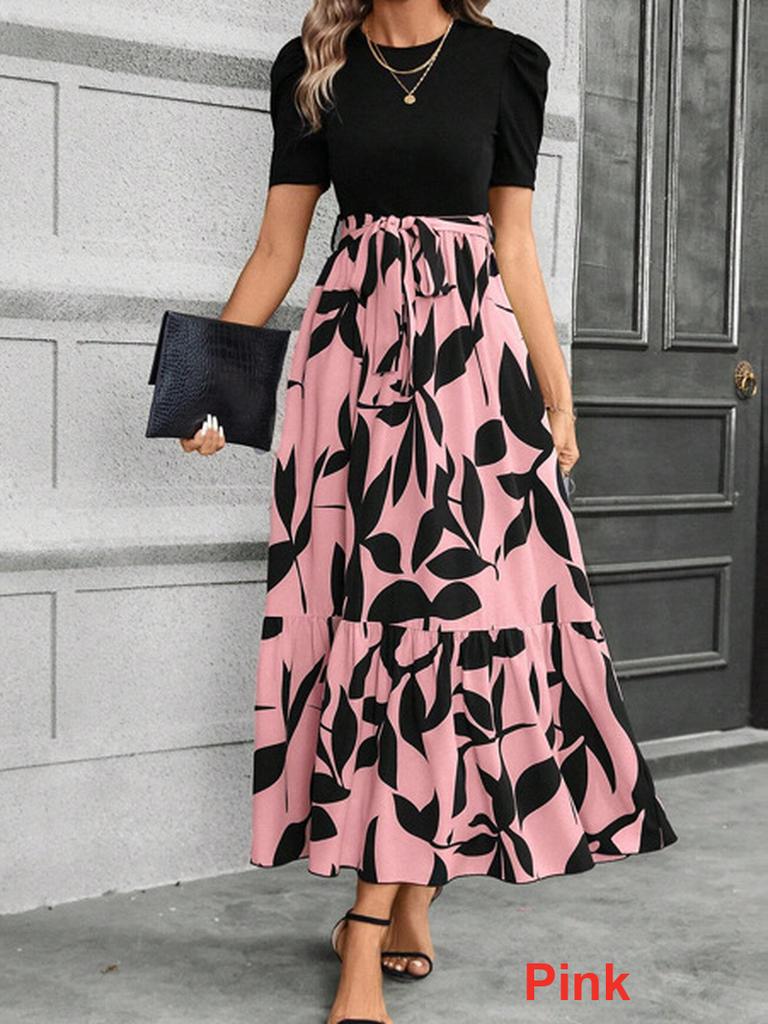 Floral Print High Waist Elegant Dress for Women,elegant Dress,party Dress,summer Dress,flower Print,high Waist Dress