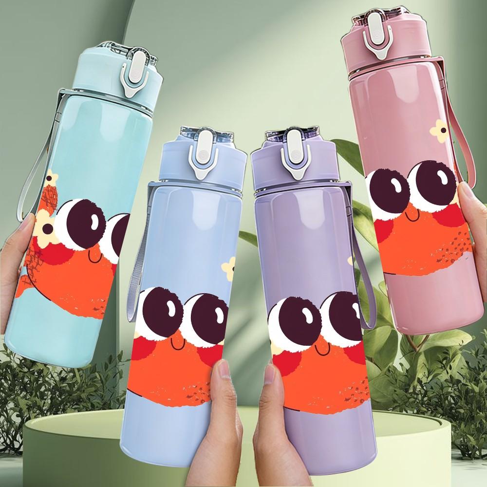1PC Red Crab Ocean Animal Cartoon Print 750ml Color Plastic Sports Water Bottle Leakproof Flip Straw Lid Suitable for Sports Office Home Use
