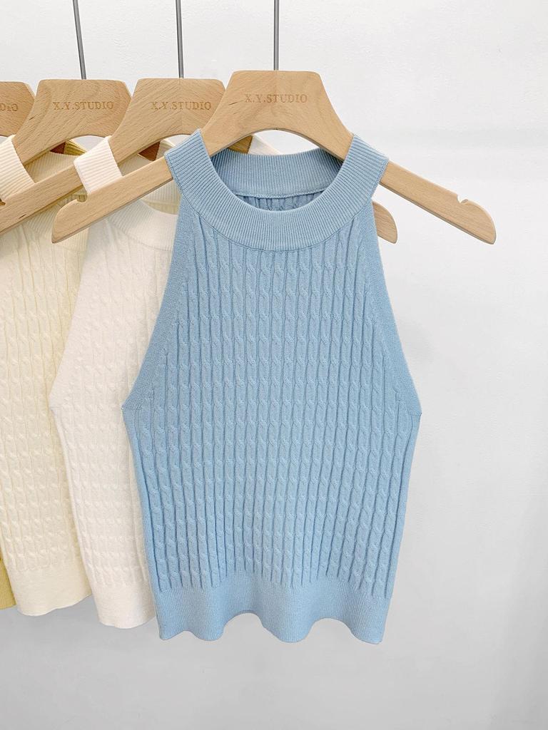 Women's Slim Fit Knitted Halter Top Camisole - Summer 2025 Sleeveless Vest
