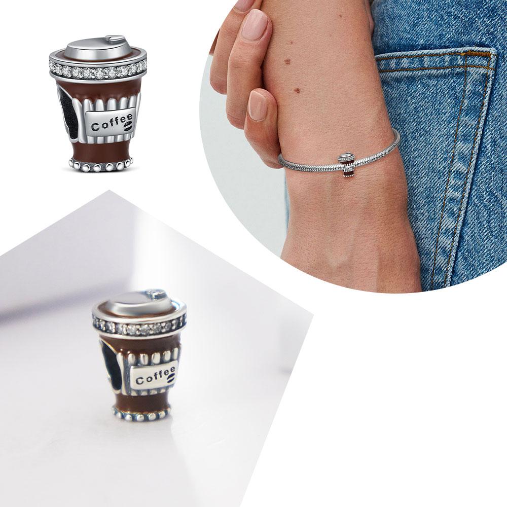 Zywany Copper Coffee Bead Fit Bracelet Diy Bead Women Fashion Jewelry Classic Cup Charm Daily Wear Dangle Pendant