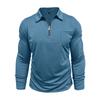 Men's Sports Polo Shirt Fashion Solid Colour Men's Long-Sleeved Zip-Up Collar Top