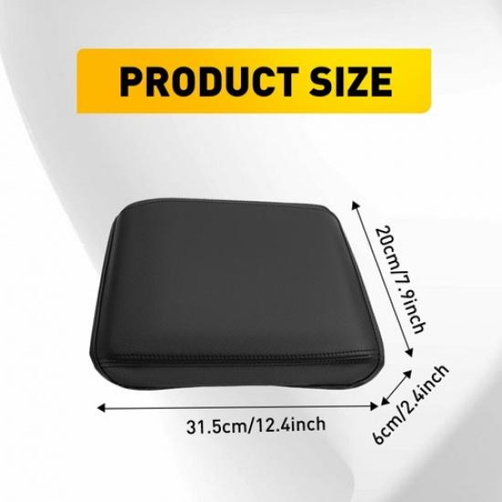 Black Leather Center Console Lid Armrest Cover Skin For Toyota Tacoma 2024 2025