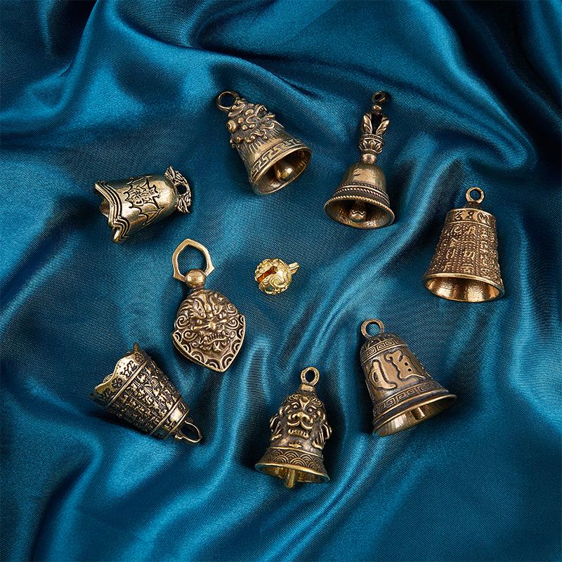 Brass Six-Character Bell, Brass Gourd Pendant, Keychain, Brass Pendant