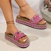 Large Size Muffin Thick-bottomed Cool Slippers Summer New European and American Colored Big Diamond One-word Slippers