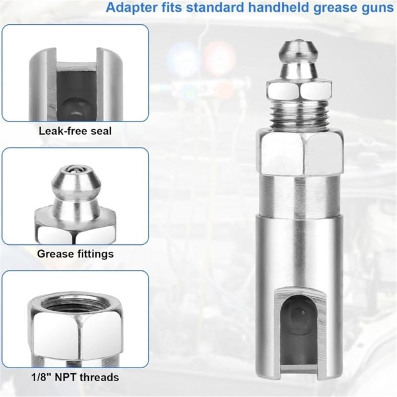 Grease Guns Needle Nozzle Couplers Adapter Lubrication Tool with Double Handle for Hard to Reach Fittings Repair Shops