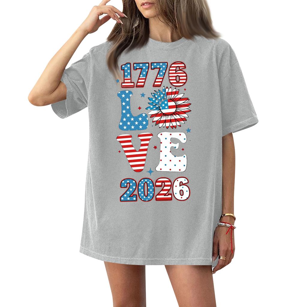 Women's Round Neck Printed Short-sleeved T-shirt Top