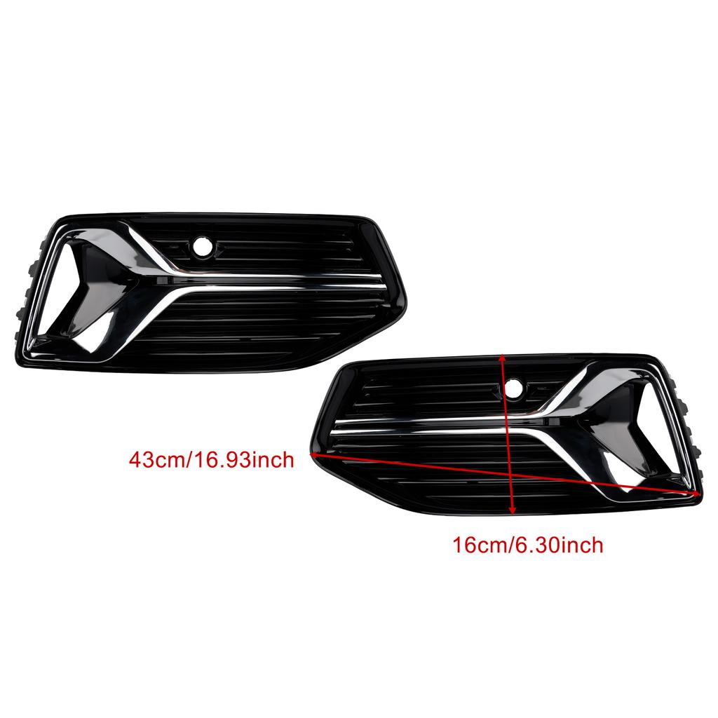 2PCS Front Bumper Fog Light Cover Grille Grill Fit A6 C8 2019-2023