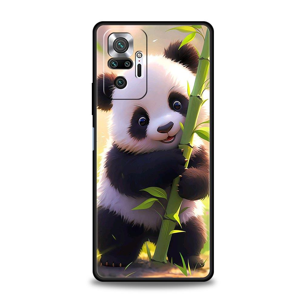 Cartoon Lovely Panda Phone Case For Xiaomi Redmi Note 14 13 5G 10 11 12 Pro Plus 4G 14C 13C 12C 10C Black Cover