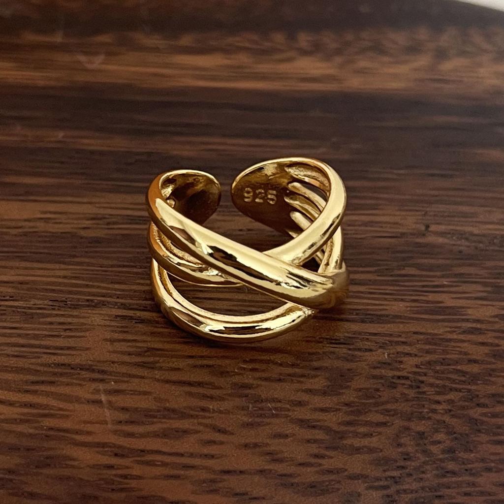 Xiaomi 925 Sterling Silver Rings For Women Men Fine Jewelry Finger Adjustable Open Gold Cross Ring For Party Birthday Gift