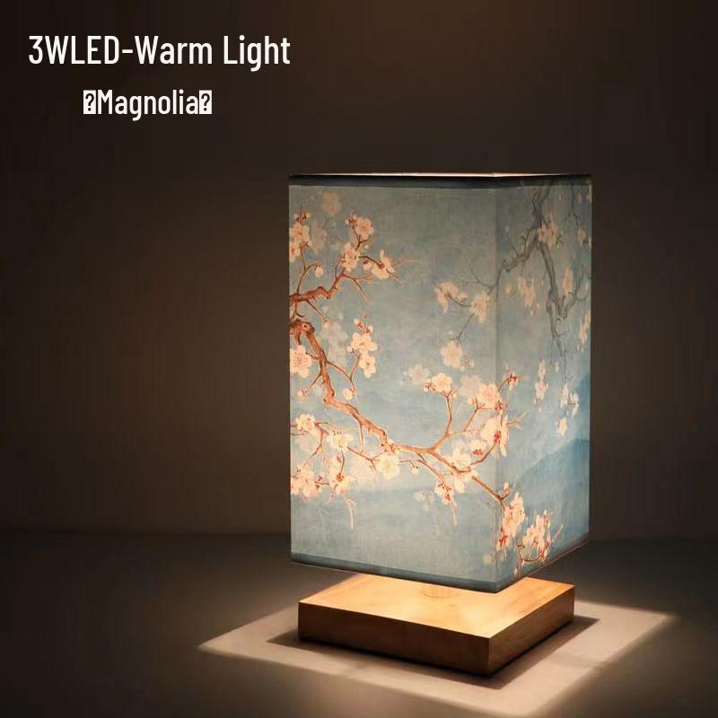 Retro Wooden Night Light: Simple, Creative, Warm Bedside Lamp with New Chinese Style