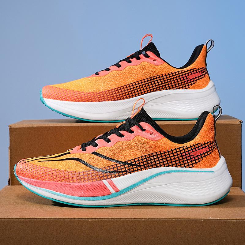 Men's Shoes Large Size Lightweight Fly-woven Mesh 7 Shock-absorbing and Breathable Casual Sports Shoes Men's Carbon Board Running Shoes