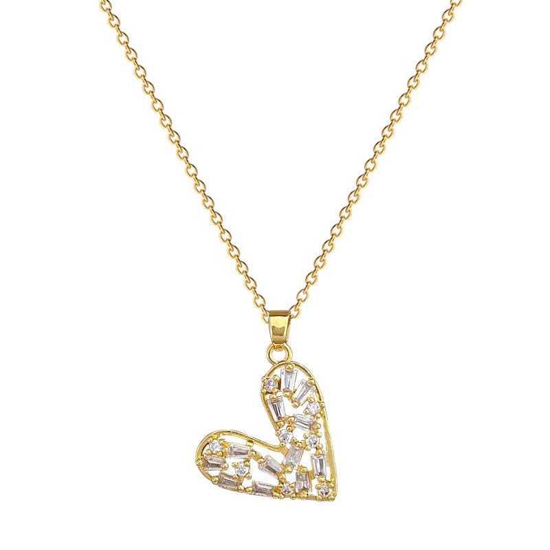 Synthetic Zircon Heart Pendant Necklace for Women 2025 New Fashion Jewelry