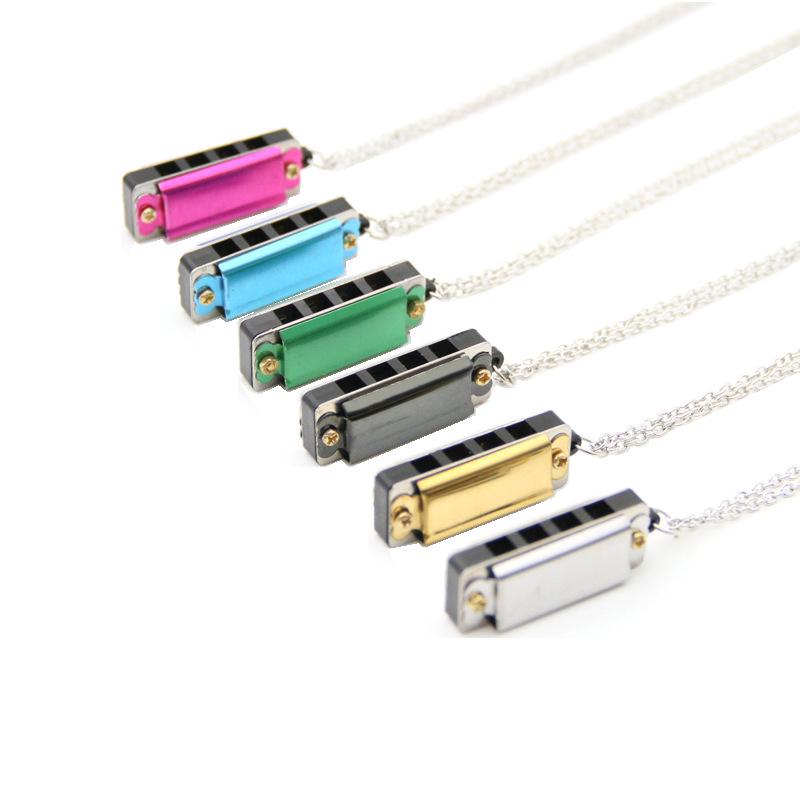 Mini Kinderhalskette Mundharmonika, 4-Loch 8-Noten, Musikinstrument Anhänger Geschenk