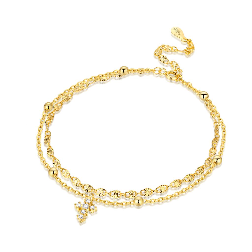 Orstarry S925 Silver Double Star Anklet Women Summer Chain Ankle Bracelet Party Jewelry Gift