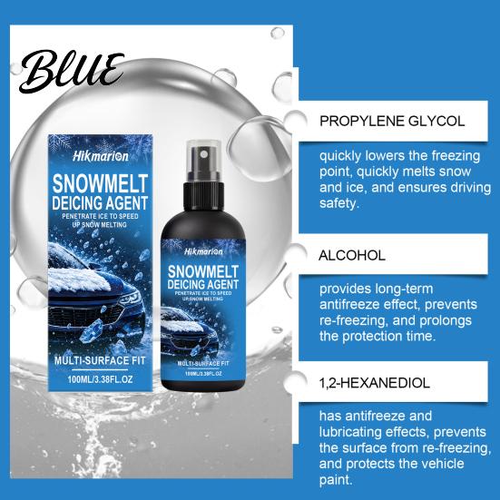 Clear Glass Anti Freeze Car Windshield De-Icer Spray, 100ml Winter Window Snow Melting Agent for Auto Mirrors Ice Solution Trucks And Metal Surfaces,