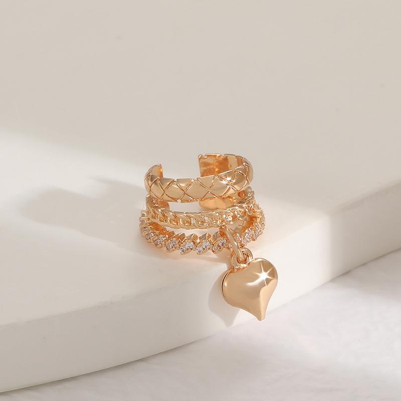 

1PC Fashionable and Exquisite Zircon Heart-shaped Pendant Earrings Personalized Geometric Metal Non Perforated Jewelry Gifts золотой