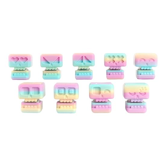 9 Pcs Skull Fidget Clicker Toy 3D-Printed Skull Stress Relief Toy Gradient Color Keyboard Clicker Fidget Button for Office Workers Anxiety Relief