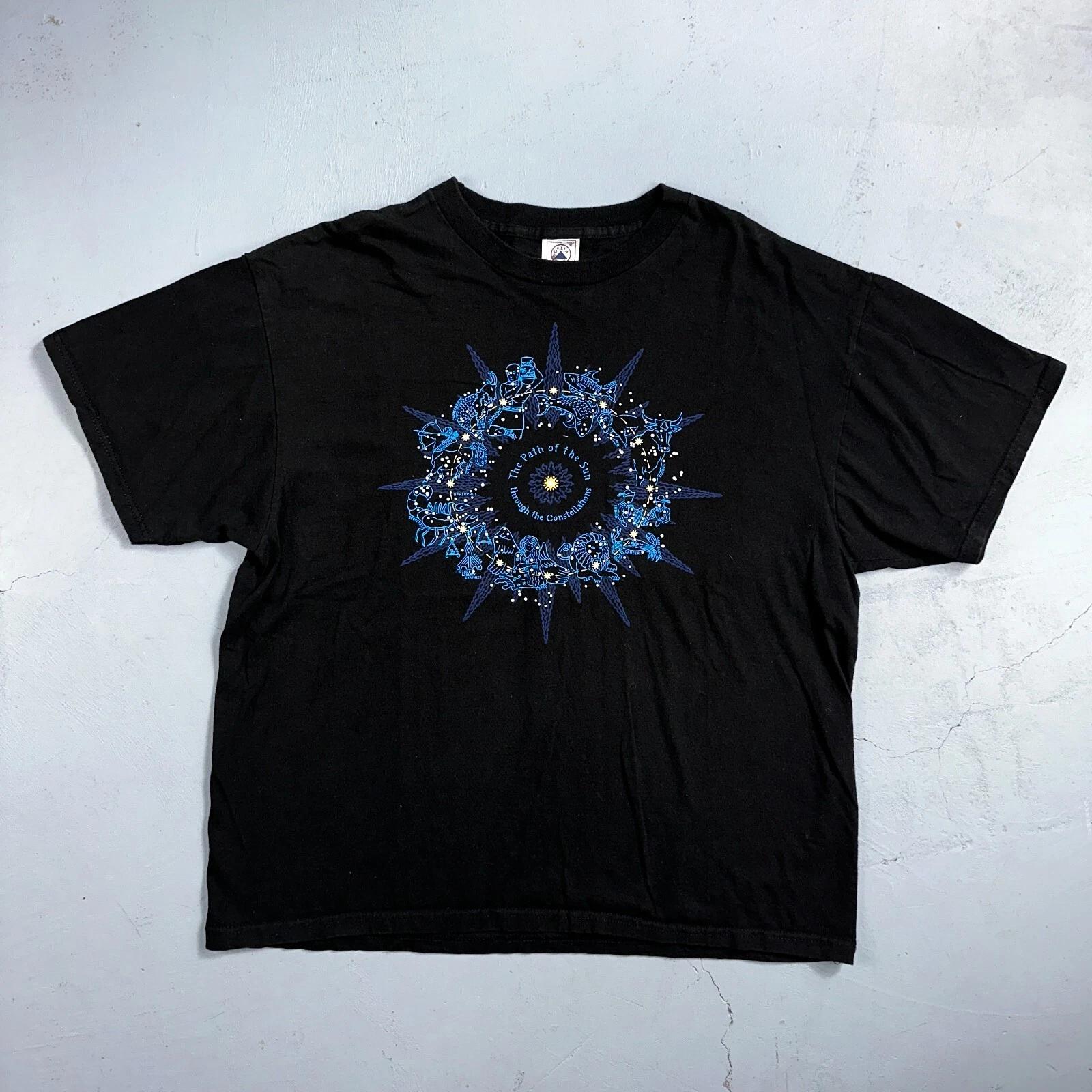 Созвездия ВИНТАЖНАЯ Футболка Следы Животных Хиппи Стонкер Триппи Холистическое Искусство XL
