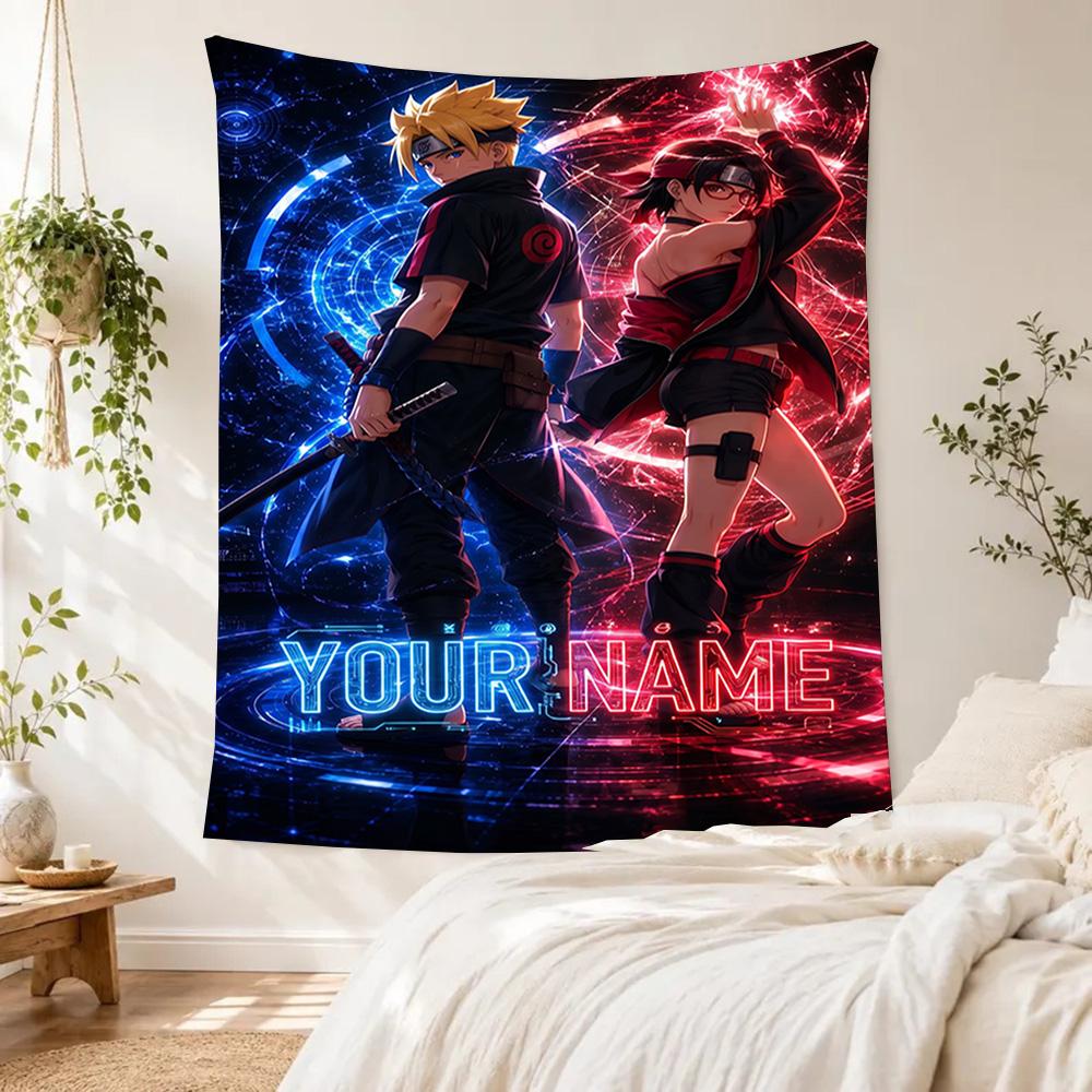 Naruto Character Customize Your Name Tapestry Customizable Wall Tapestry Smooth Polyester Suitable for Studio Apartment Multi-purpose for All Occasion