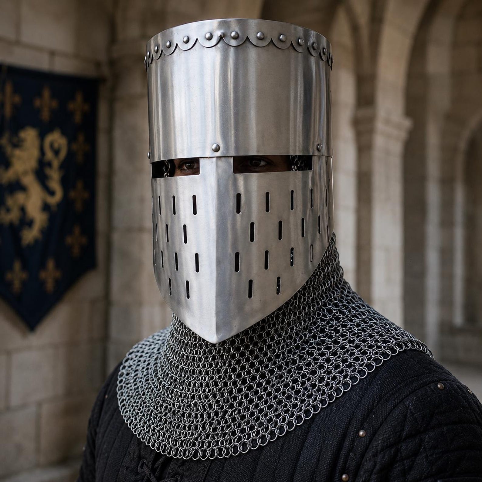 Medieval Crusader Knight Cosplay Helmet Costume for LARP Renaissance Events