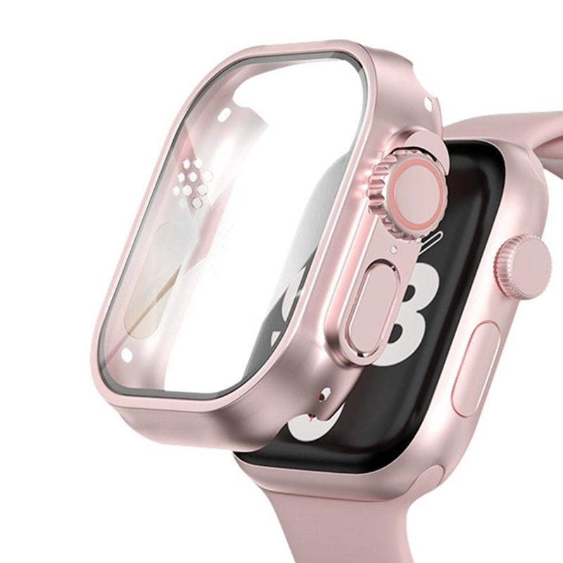 Glass+Case for Apple Watch Change To Ultra iWatch Series 4 5 6 7 8 9 45mm 41mm 44mm 40mm Screen Protector Cover Upgrade to Ultra