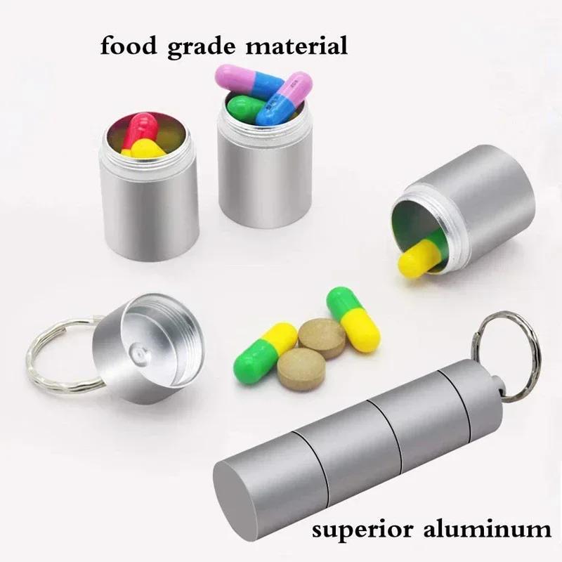 New Hot Aluminum Waterproof Pill Box Case, Portable Mini Sealed Organizer Tablet, Travel Medicine Vitamin Oils Storage Container