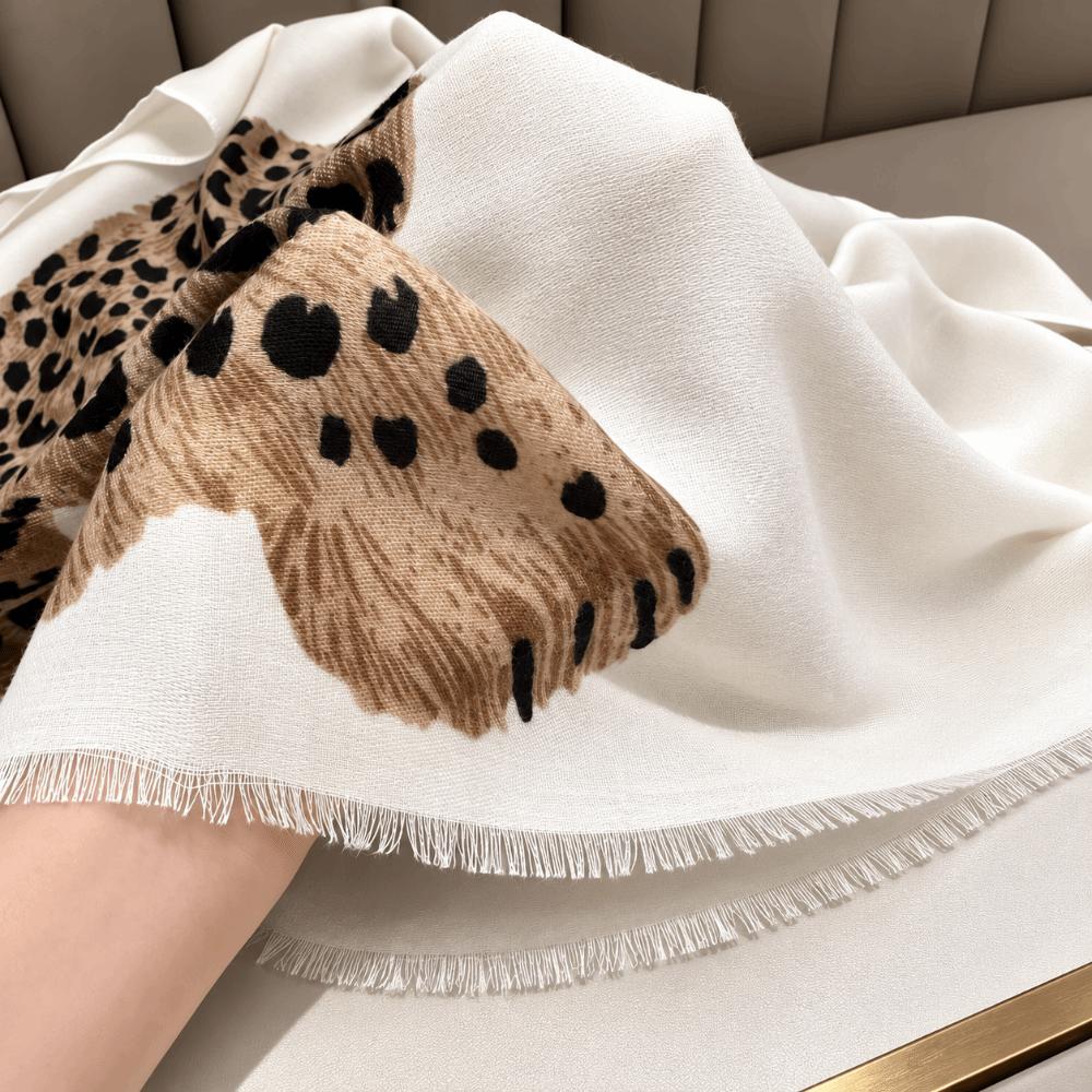 Leopard Print Leopard Print Scarf High-End Texture Fringed Shawl New Silk Scarf  Shoulder Draping