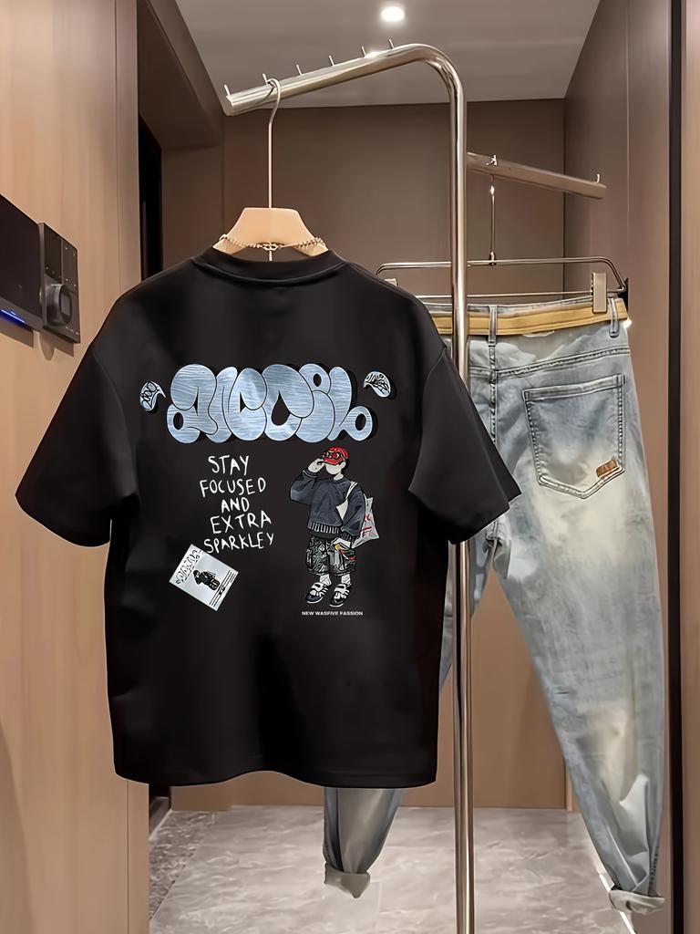Mens heavyweight 100 cotton graphic tshirt lightweight and breathable comfortable casual wear trendy machine washable