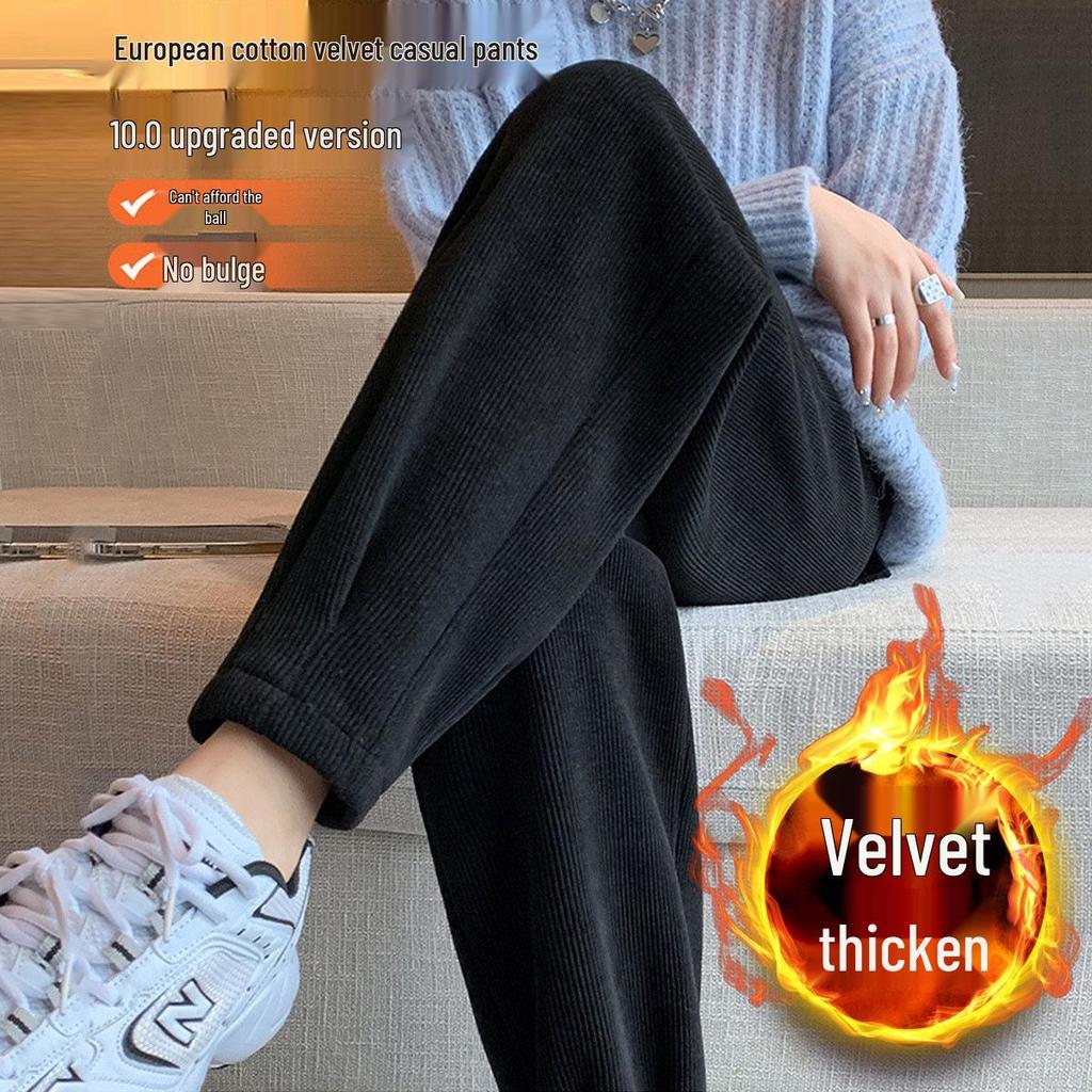 High Waist Winter Velvet Harem Pants for Women: Thick, Loose, Versatile Sweatpants