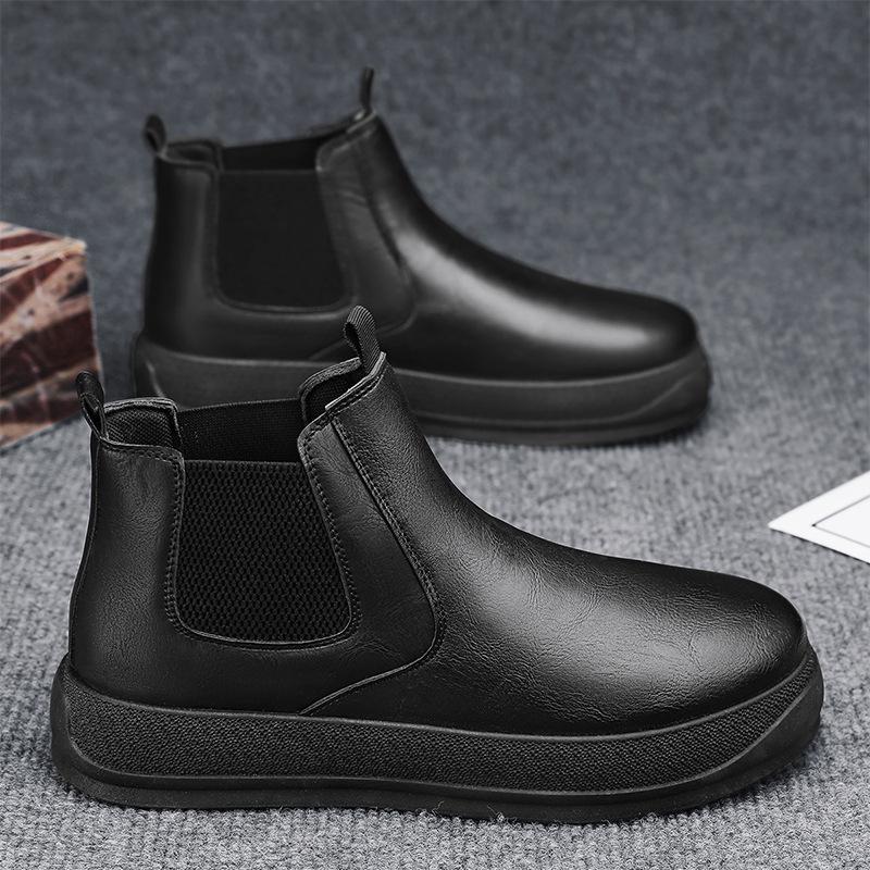 

Ботинки Martin мужские осенние британские черные ретро кожаные ботинки Chelsea локомотив водонепроницаемые на толстой подошве средней высоты рабочие ботинки 39