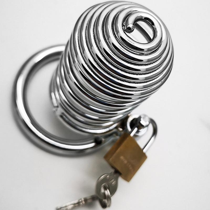 Dispozitiv de centură de castitate pentru bărbați din oțel inoxidabil, cușcă metalică pentru păsări, inel de reținere, jucărie sexuală pentru bărbați