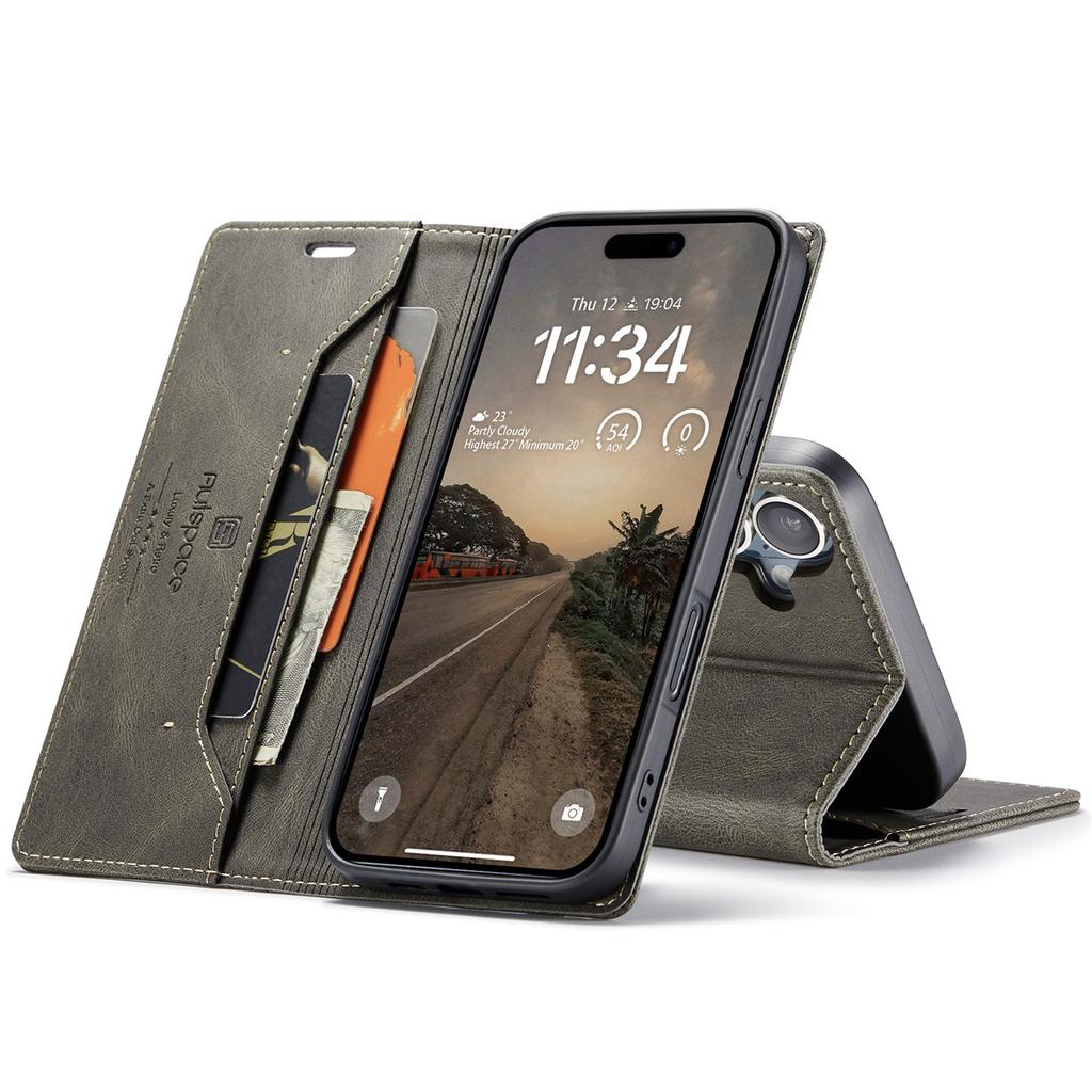 For iPhone 16 Plus Vintage Leather Flip Wallet Case with RFID Blocking Card Slot, Matte Retro Folio Cover for Women Men (4 Colors)