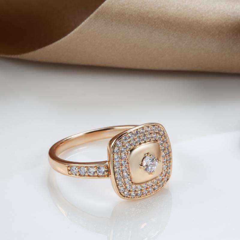 Luxury  Rose Gold Wedding Bride Ring Micro Wax Inlay Natural Zircon Square Rings For Women Fashion Fine Jewelry