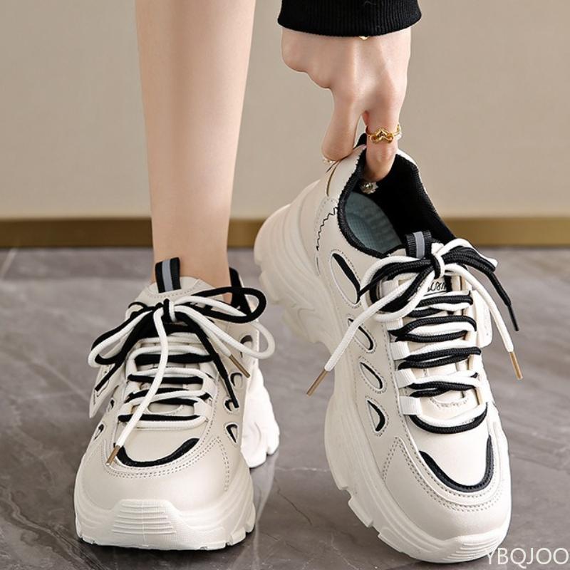 Fashion Autumn Women's New Breathable White Shoes Women's Versatile Thick Soled Sports Leisure Shoes Simple Comfortable Shoes
