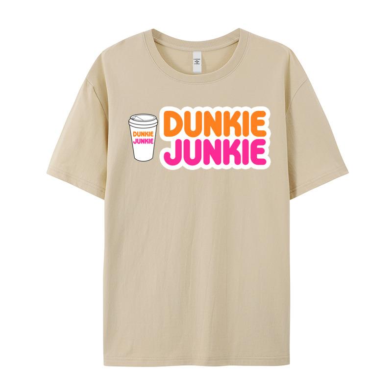 Tees Funny Dunkie Junkie Coffee Love Tops Shirts Summer Newest Slogan Short Sleeve 100 Cotton Round Neck Unisexs Tshirts Slogan