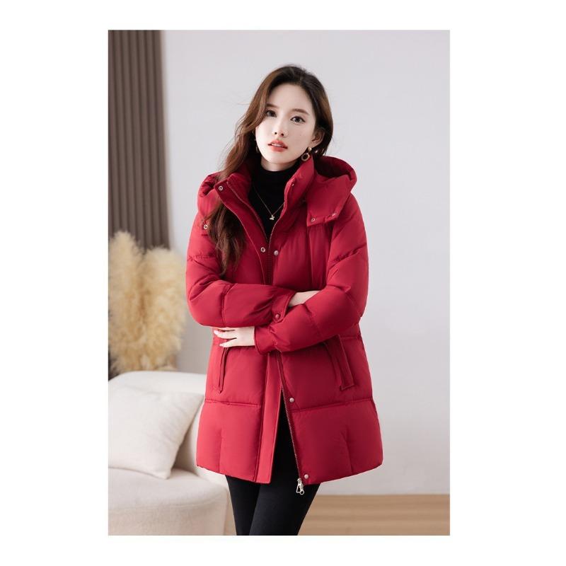 Thickened Warm Hooded Long-sleeved Cotton Coat for Women Mid-length Winter New Korean Fashion Loose Cotton Coat
