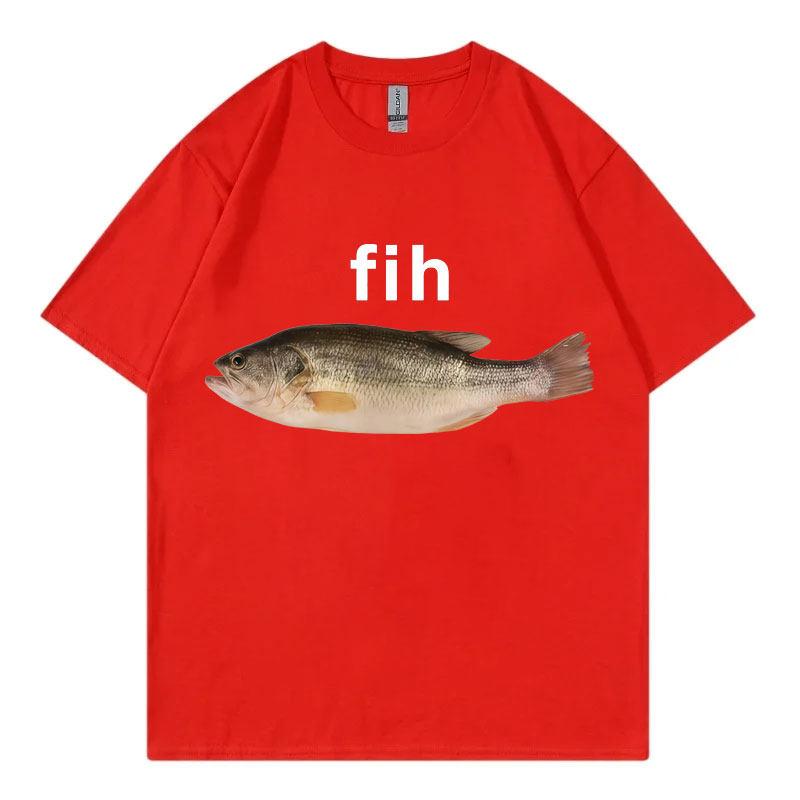 Funny Fih Fish Meme Tshirt High Quality Fashion Short Sleeve T Shirts Unisex Women Casual Loose Cotton Tshirts Summer Streetwear