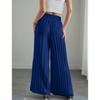 Fashion Loose Pleated Women's Long Pants Solid Color New Folded Elastic Waist Strap Loose Wide Leg Pants Casual Drawstring Trousers