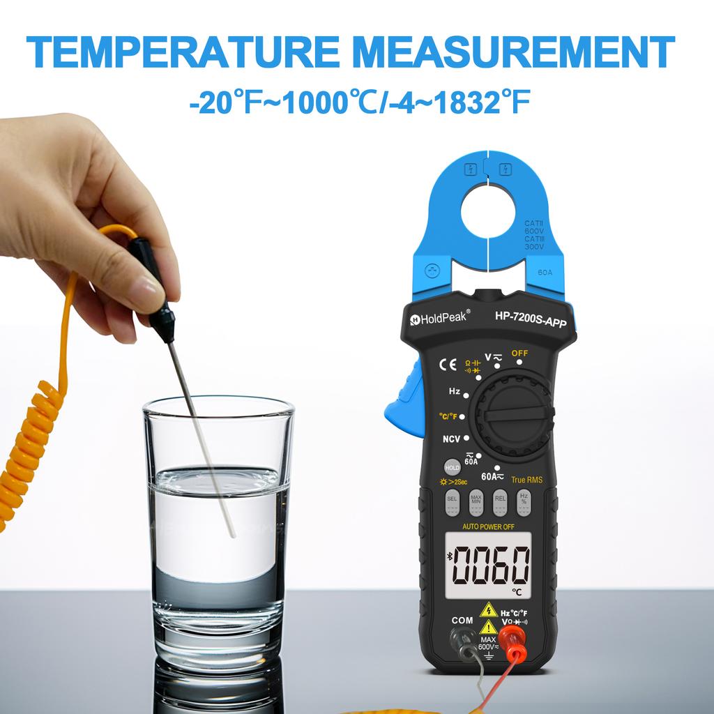 6000 COUNTS WITH APP DC/AC TRUE-RMS CLAMP MULTIMETER,DC & AC voltage,DC & AC Current,resistance,capacitor,frequency HP-7200S-APP