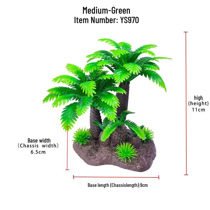 Aquarium Decor: Plastic Simulated Aquatic Plants & Coconut Tree Ornaments