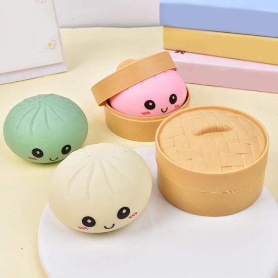 Stress Relief Steamed Bun Toy Portable Travel Slow Rising Smiling Bun Sensory Toy Kids Adults Soft