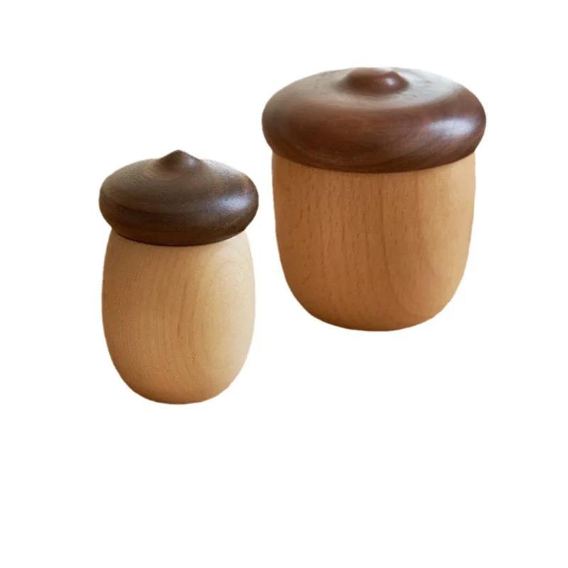 Wooden Acorn Toothpick Barrel Creative Walnut Nordic Cotton Swab Barrel Japanese Nut Toothpick Box Hazelnut Toothpick Barrel